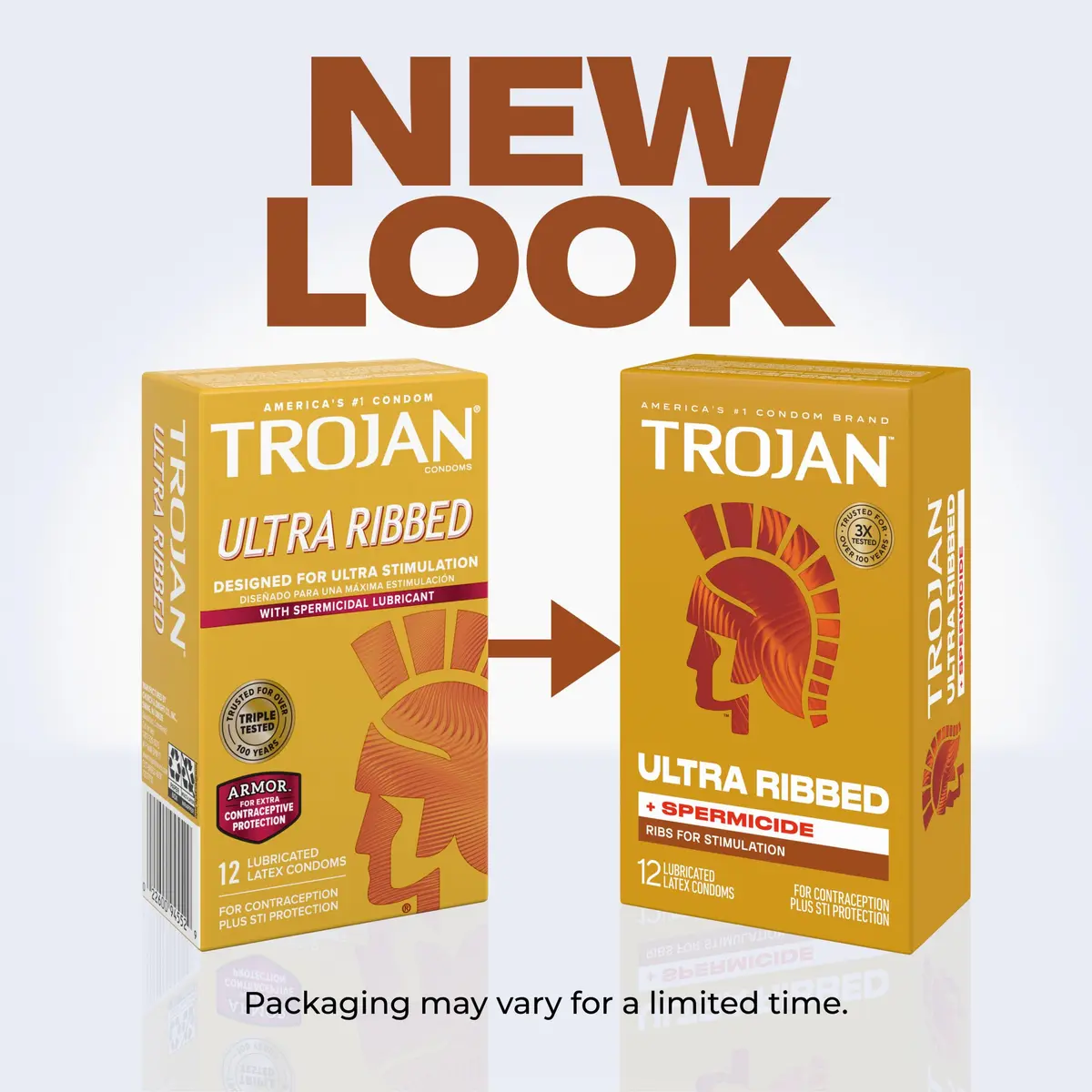 Trojan Ultra Ribbed Plus Spermicide Latex Lubricated Condoms | Deep Ribs for Enhanced Stimulation - view 2