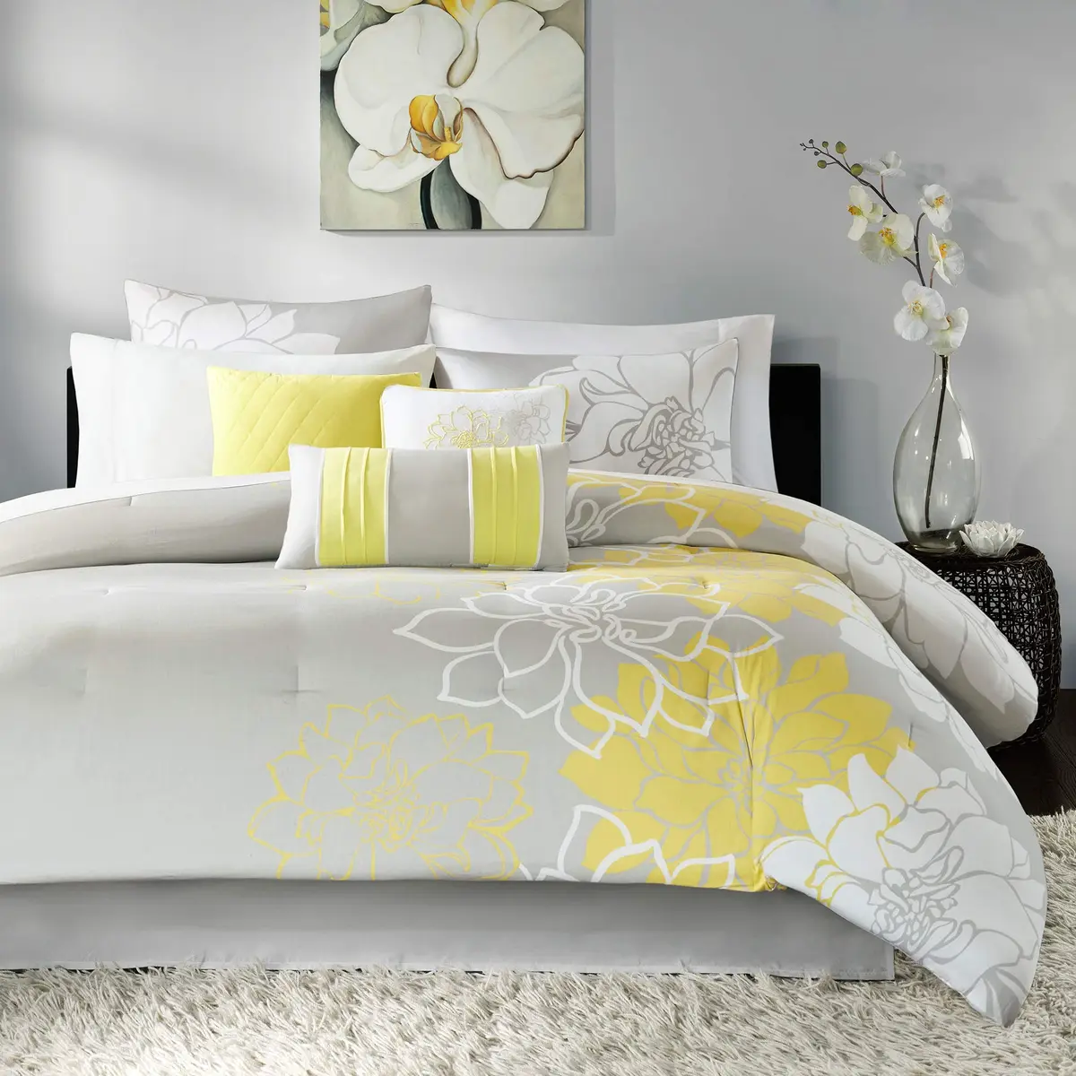Madison Park Lola Sateen Cotton Comforter Set-King | All Season Floral Bedding with Hypoallergenic Fill - main product image