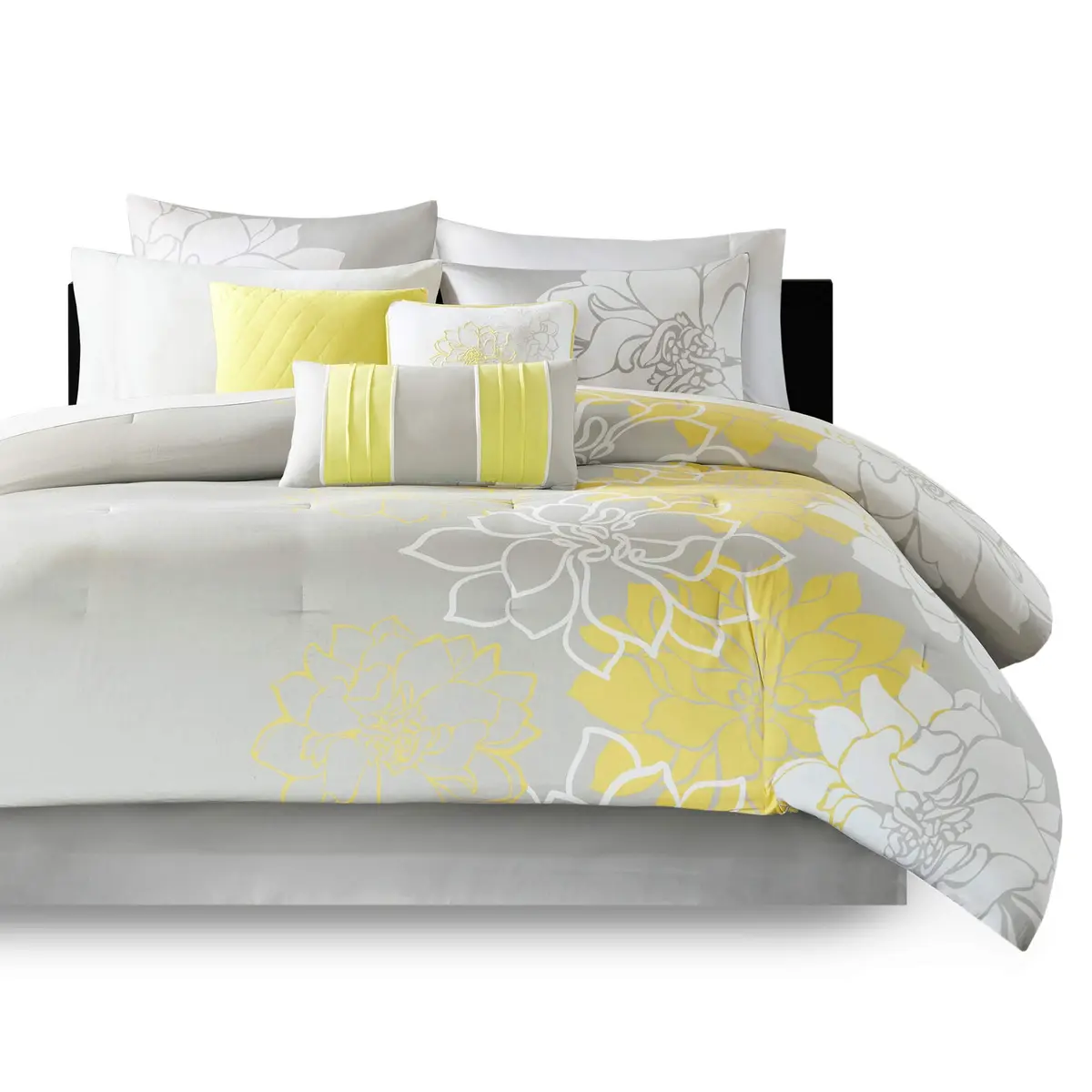 Madison Park Lola Sateen Cotton Comforter Set-King | All Season Floral Bedding with Hypoallergenic Fill - view 8