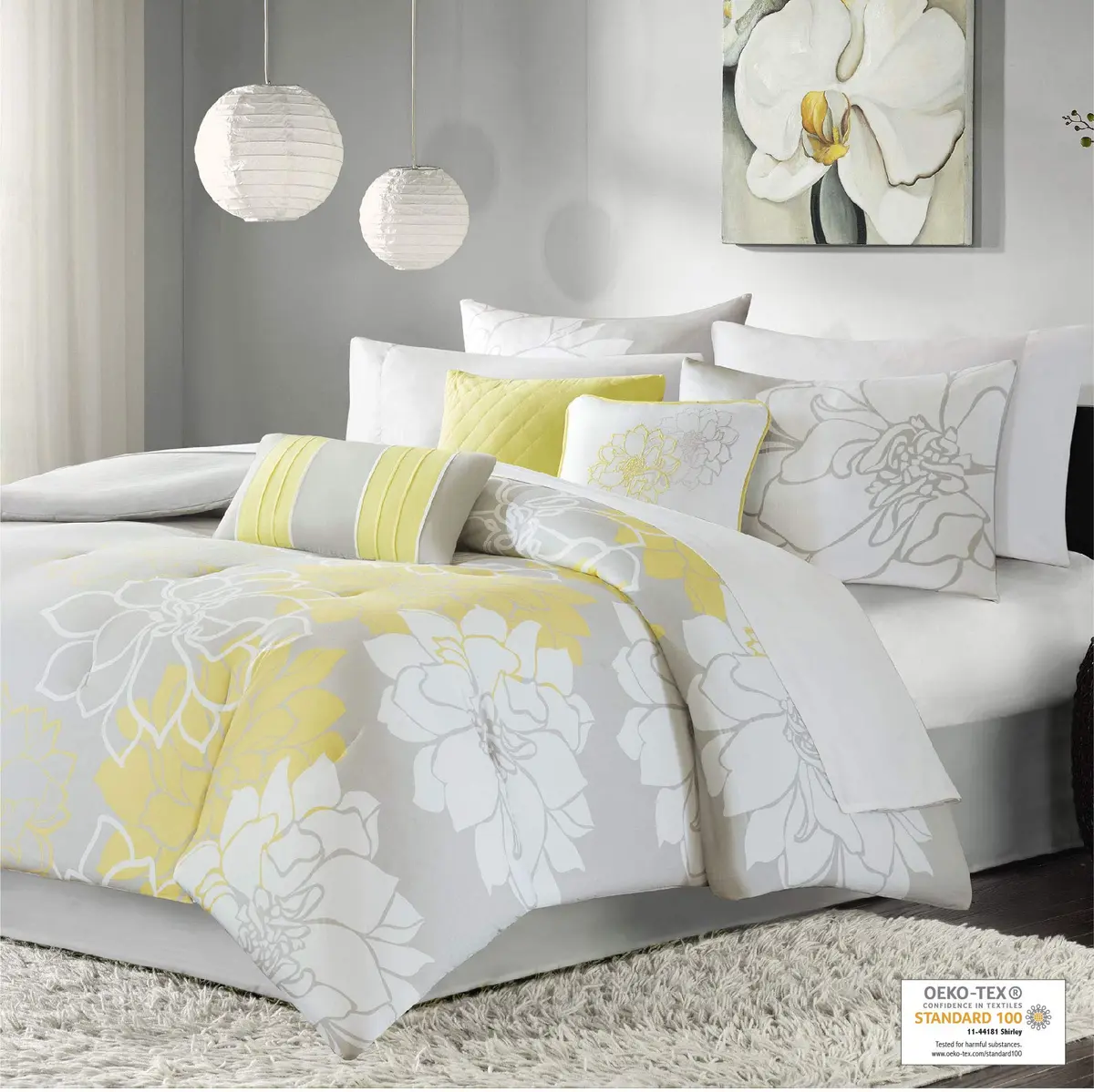 Madison Park Lola Sateen Cotton Comforter Set-King | All Season Floral Bedding with Hypoallergenic Fill - view 2
