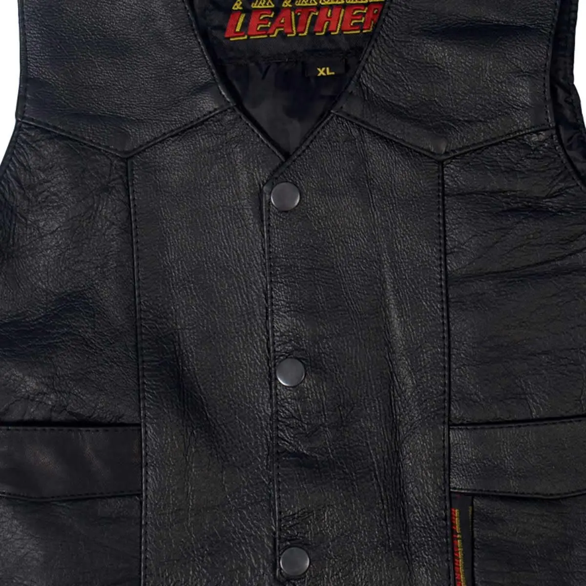 Hot Leathers Youth Classic Biker Vest (Black, X-Large) | Soft Leather, Lead Compliant, Unisex - view 2