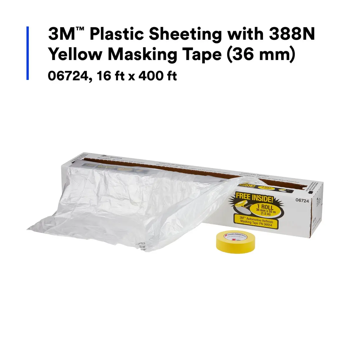 3M Plastic Sheeting 16 ft x 400 ft | Industrial Masking & Painting Surface Cover - view 2
