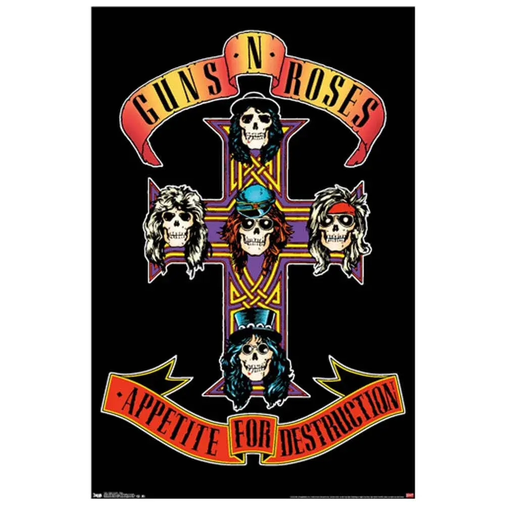 Trends International Guns N' Roses - Cross Wall Poster 56.8cm x 56.8cm (22.375" x 34") | Officially Licensed Rock Band Art - main product image