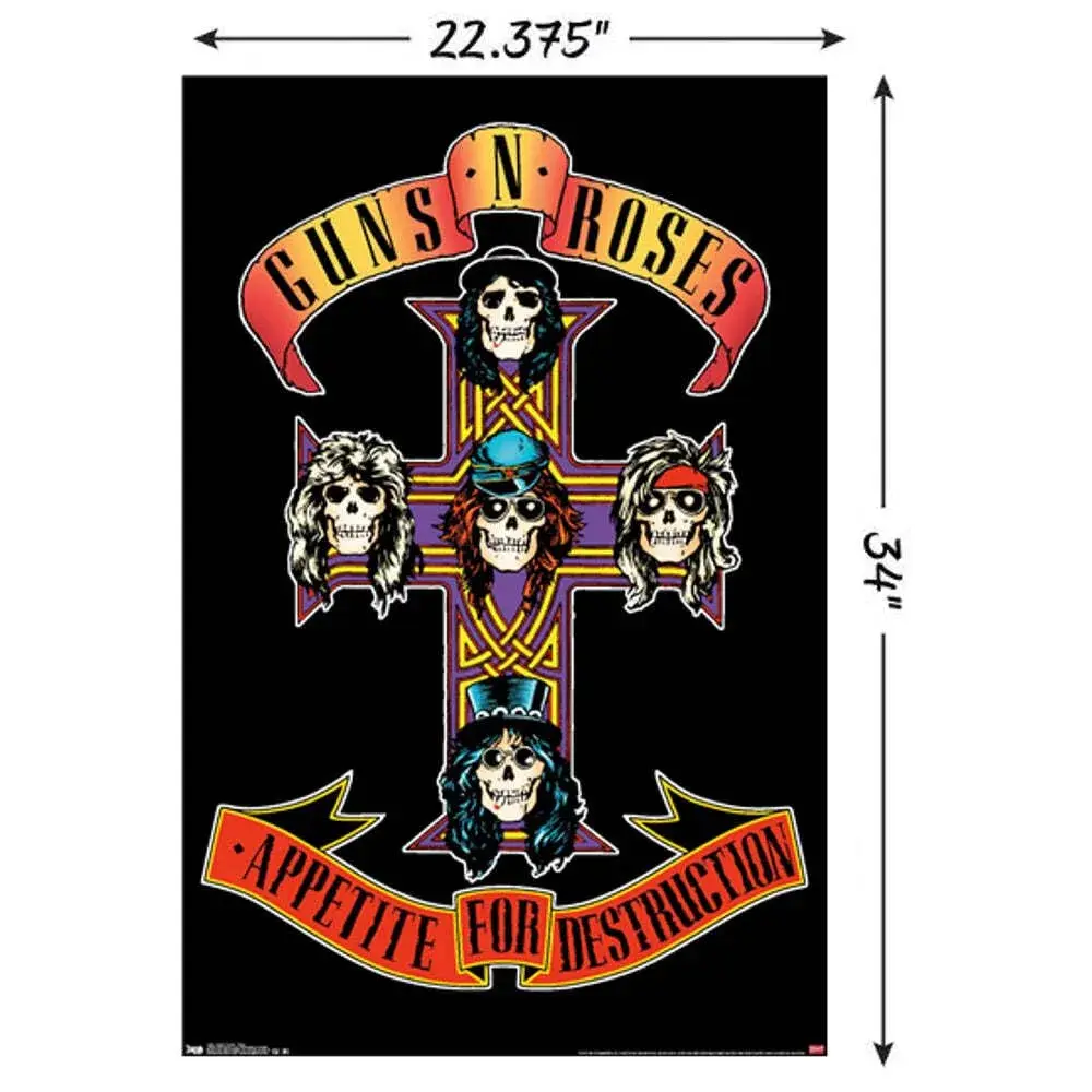 Trends International Guns N' Roses - Cross Wall Poster 56.8cm x 56.8cm (22.375" x 34") | Officially Licensed Rock Band Art - view 3