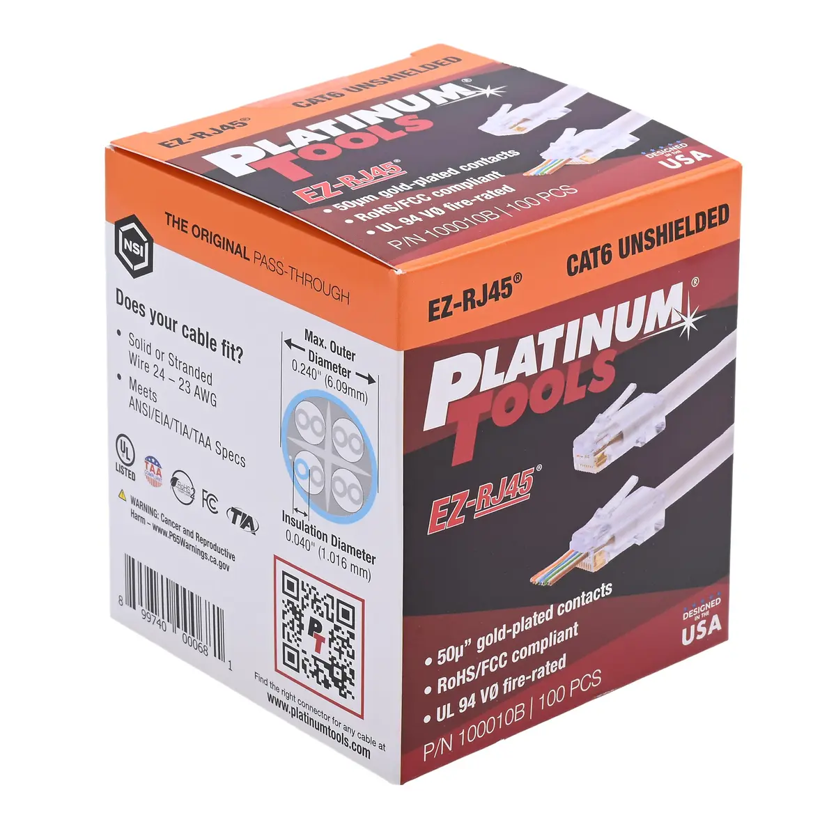 Platinum Tools EZ-RJ45 Cat6 Connector for Ethernet Cable Termination | 100 Pack, China - view 4