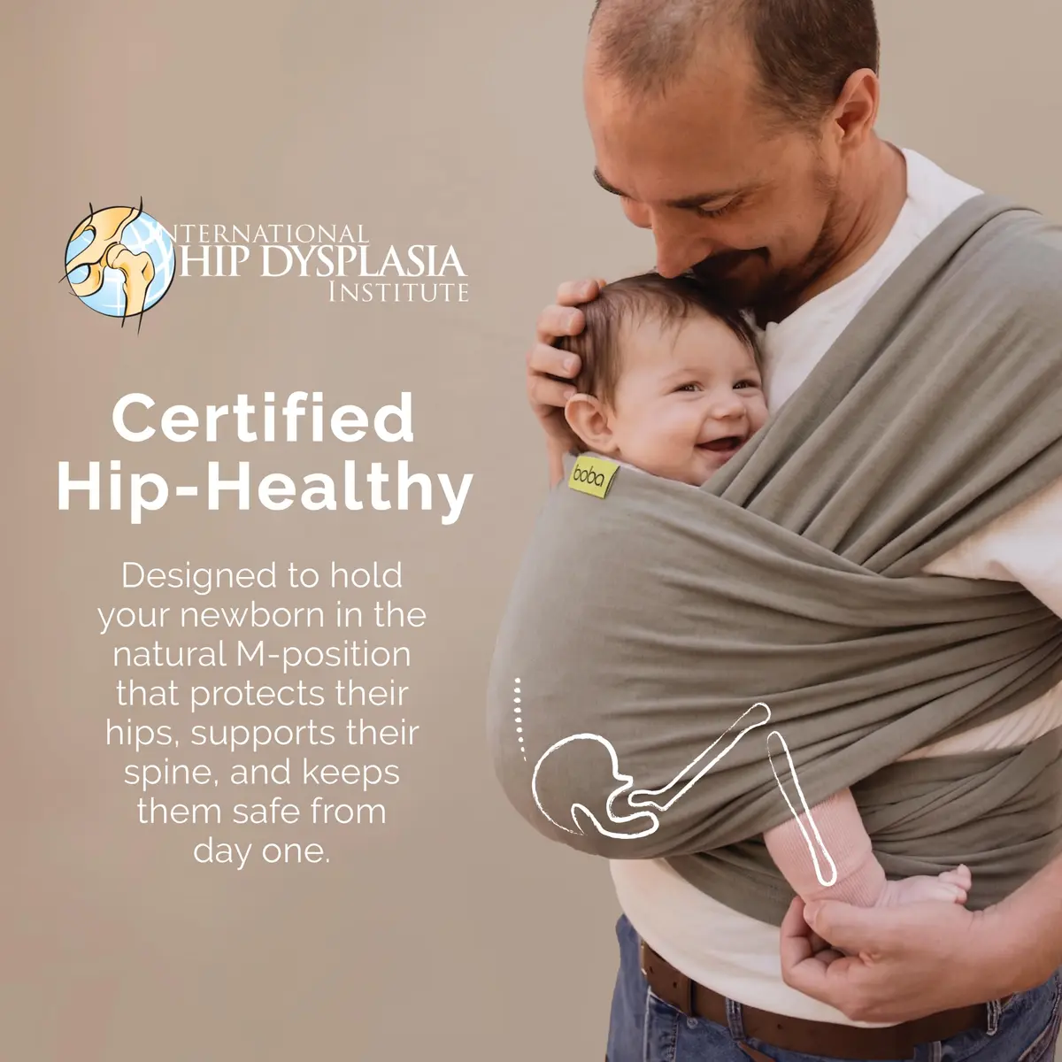 Boba Baby Wrap Carrier - Stretch Cotton Newborn Sling, Grey | Ergonomic, Hip-Healthy & Supportive (70-120 chars) - view 5