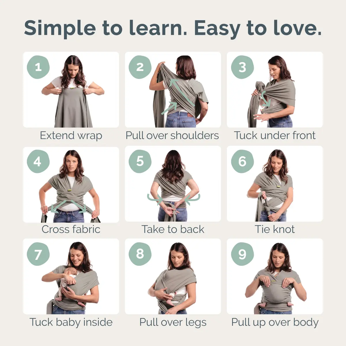 Boba Baby Wrap Carrier - Stretch Cotton Newborn Sling, Grey | Ergonomic, Hip-Healthy & Supportive (70-120 chars) - view 6