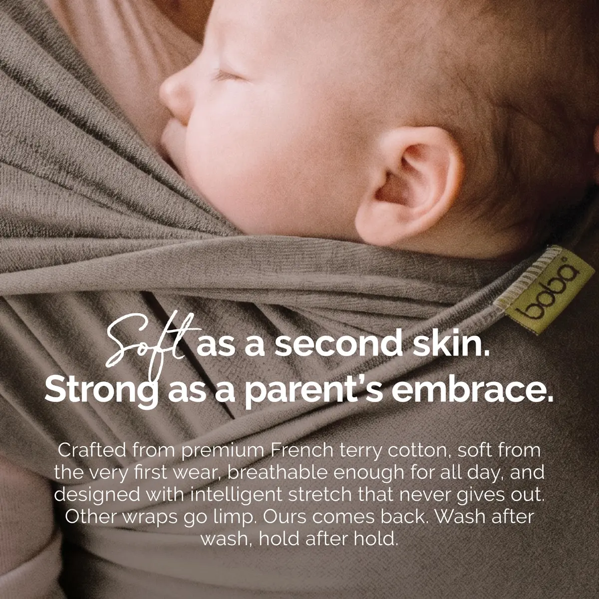 Boba Baby Wrap Carrier - Stretch Cotton Newborn Sling, Grey | Ergonomic, Hip-Healthy & Supportive (70-120 chars) - view 4