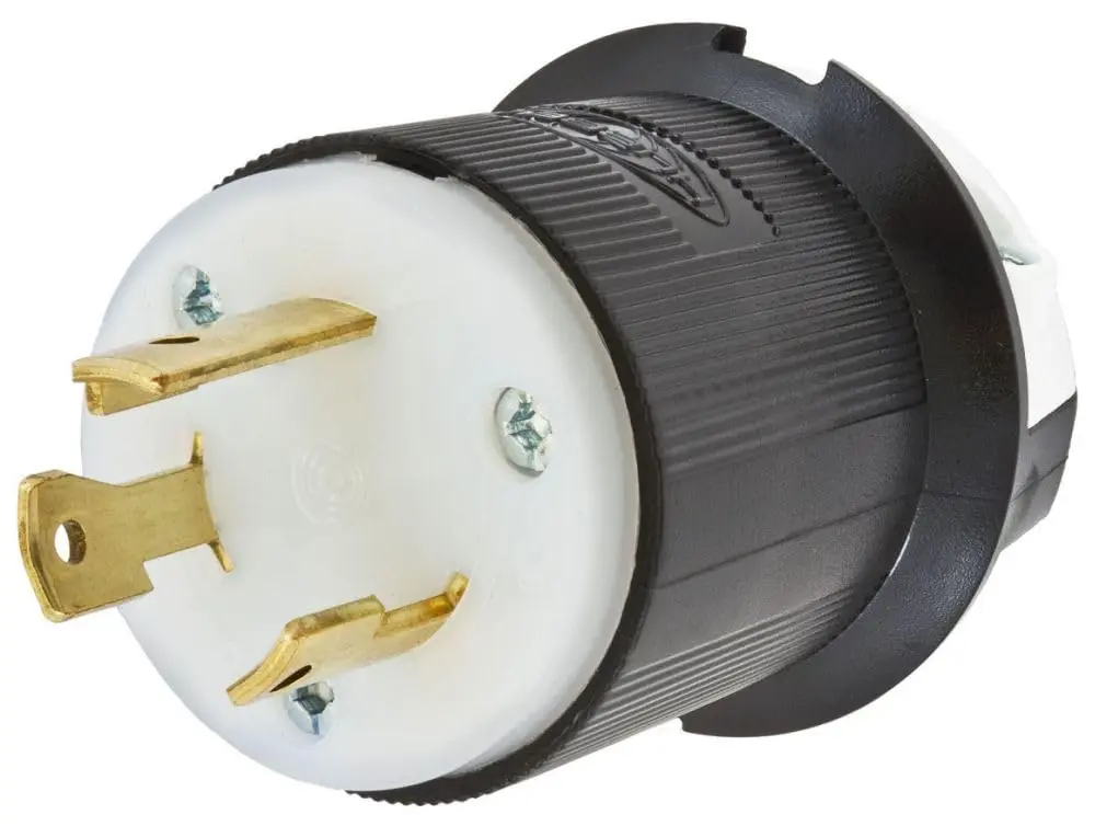 Hubbell Locking Plug, 30A, 250V, L6-30P, Black & White | Heavy Duty Industrial Power Connector - main product image