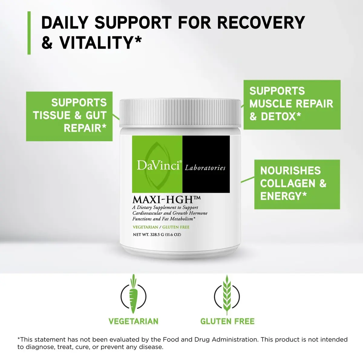 DAVINCI Maxi-HGH 328.5 g | Amino Acids for Muscle & Aging Support, Unflavoured Powder - view 3