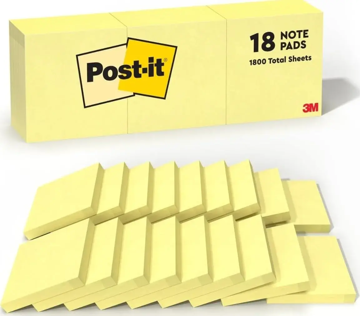 Post-it Notes 3 x 3 in Canary Yellow 18 Pads | Iconic Self-Stick Notes for Organization - main product image
