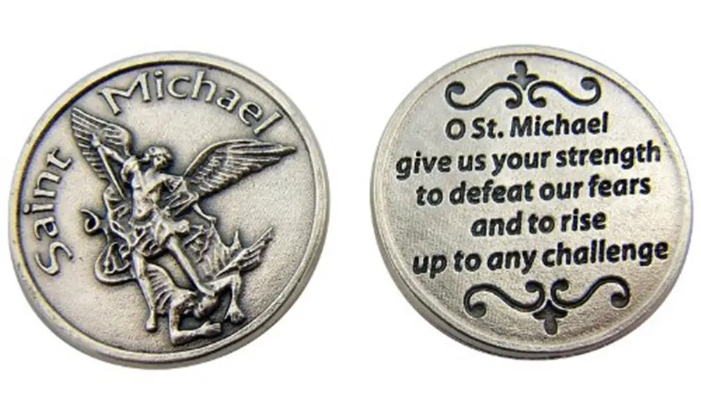 WJH Silver Tone Saint Benedict of Nursia Pocket Prayer Token Medal, 1 1/8 Inch | Religious Reminder - view 2