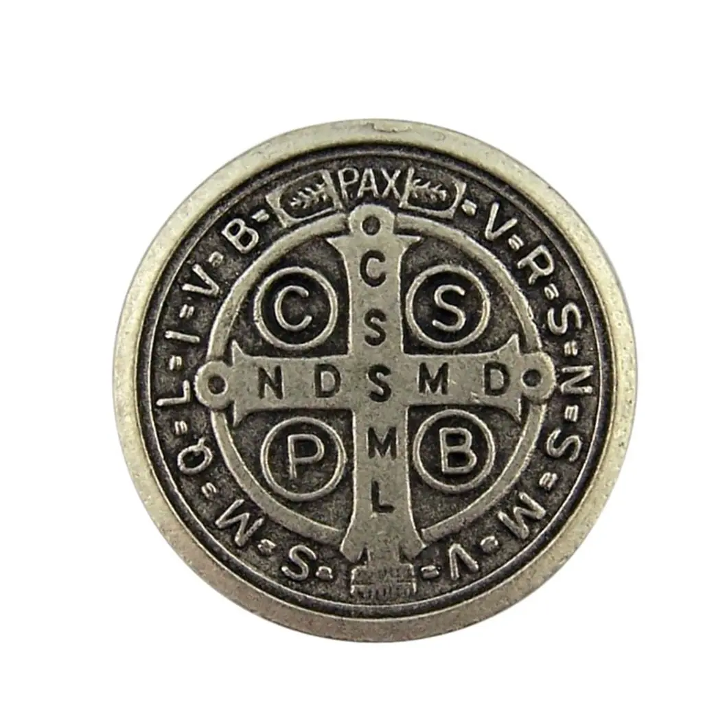 WJH Silver Tone Saint Benedict of Nursia Pocket Prayer Token Medal, 1 1/8 Inch | Religious Reminder - view 7