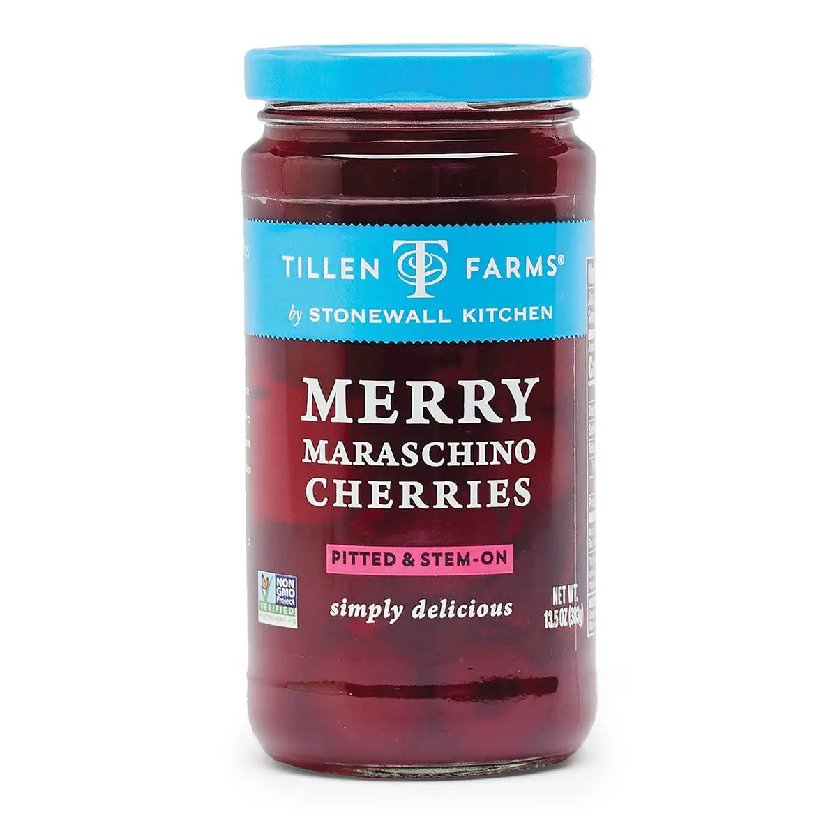 Tillen Farms Merry Maraschino Cherries 13.5 oz | Natural, Dyes-Free, Pitted with Stems - main product image