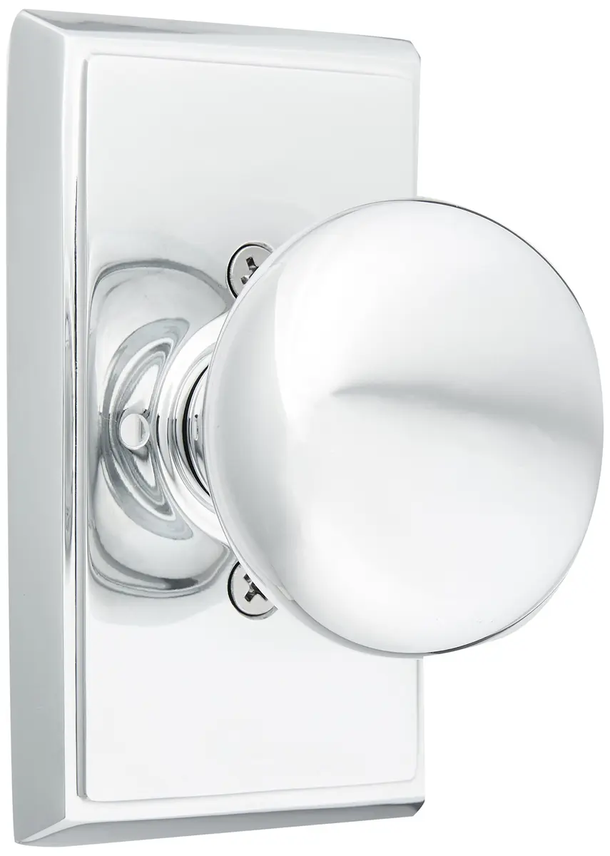 Emtek Providence Door Set with Round Brass Knobs Privacy in Polished Chrome | Traditional Style - main product image