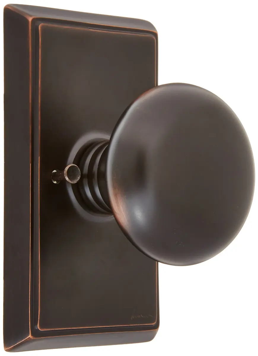 Emtek Providence Door Set with Round Brass Knobs Privacy in Oil Rubbed Bronze | Traditional Style - main product image