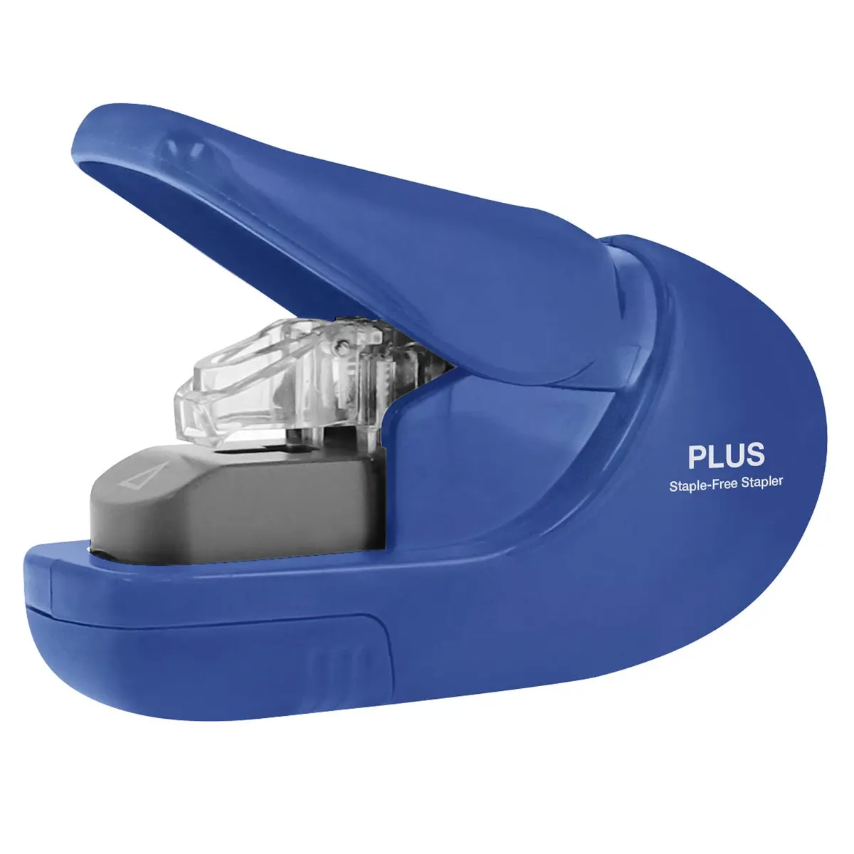 PLUS Paper Clinch Compact Staple-Free Stapler, Heavy Duty, Navy Blue | Fast paper fastening up to 5 sheets, eco-friendly, lightweight, durable - main product image
