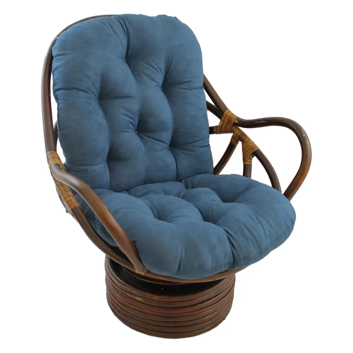 Blazing Needles Microsuede Swivel Rocker Chair Cushion, 48" x 24" | Indigo - main product image