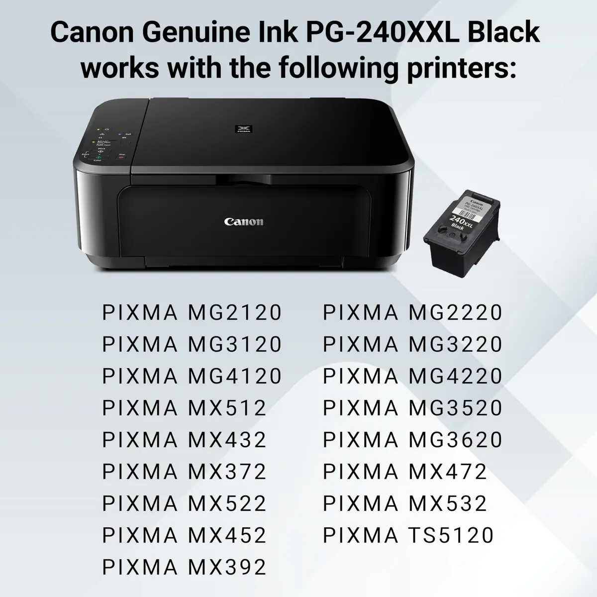 Canon PG-240 XXL Genuine Black Ink Cartridge, 600 Pages | Pigment Black Ink - view 4