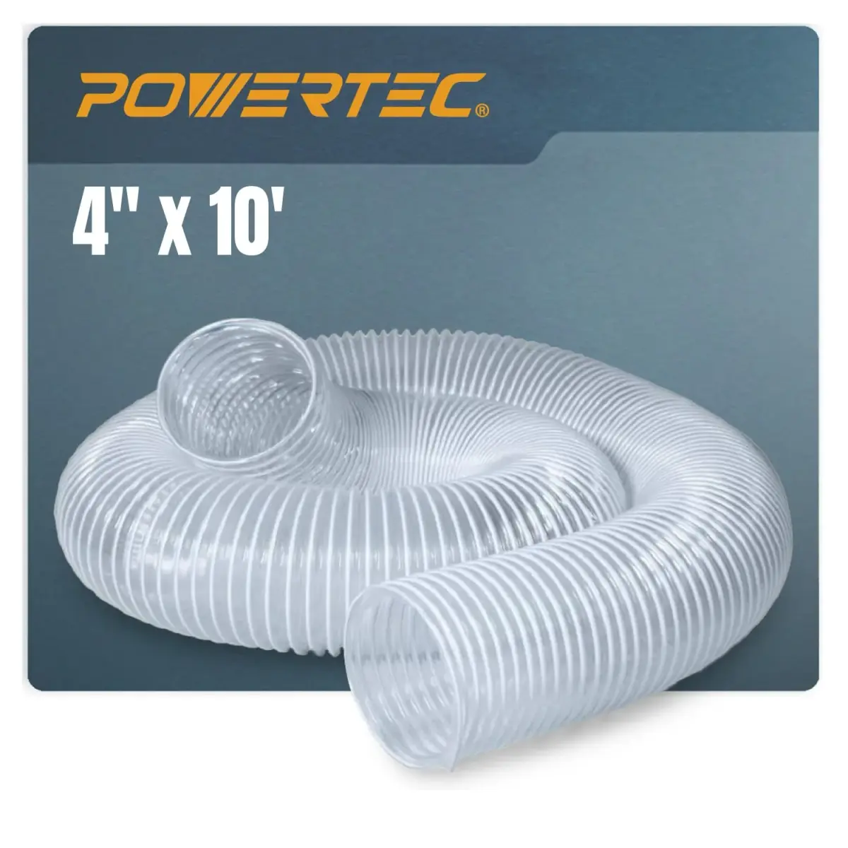 POWERTEC 4" x 10' Dust Collection Hose | 101.6mm (4") x 3.05m (10') Flexible PVC Hose for Woodworking Dust Systems - main product image