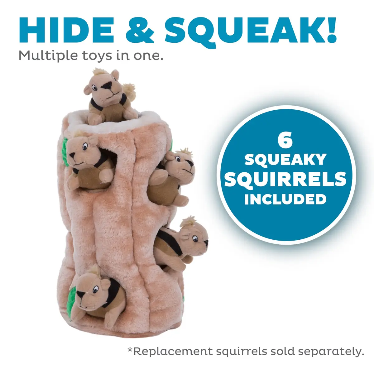 Outward Hound Hide-A-Squirrel Plush Squeaky Dog Toy XL (310g / 0.68lb) | Interactive Puzzle & Fetch Toy for Dogs - view 3