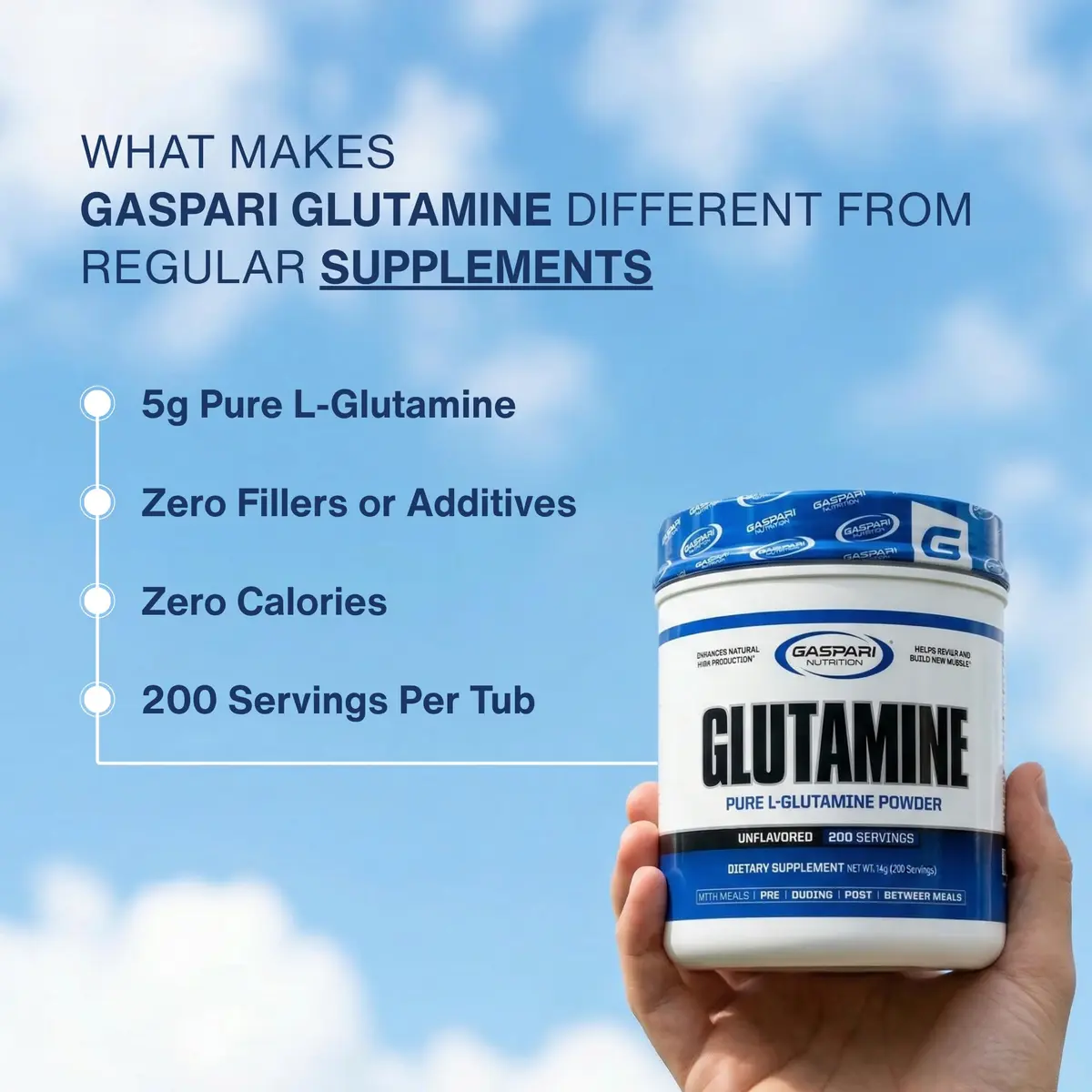 Gaspari Nutrition Glutamine Micronized Powder 10.58 Oz | Supports Muscle Recovery & Gut Health - view 6