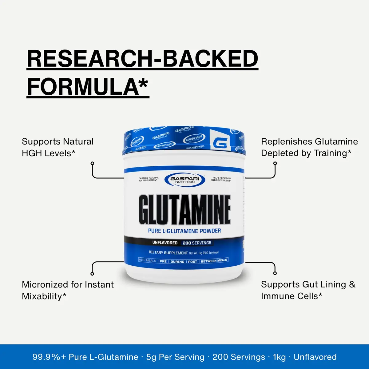 Gaspari Nutrition Glutamine Micronized Powder 10.58 Oz | Supports Muscle Recovery & Gut Health - view 9