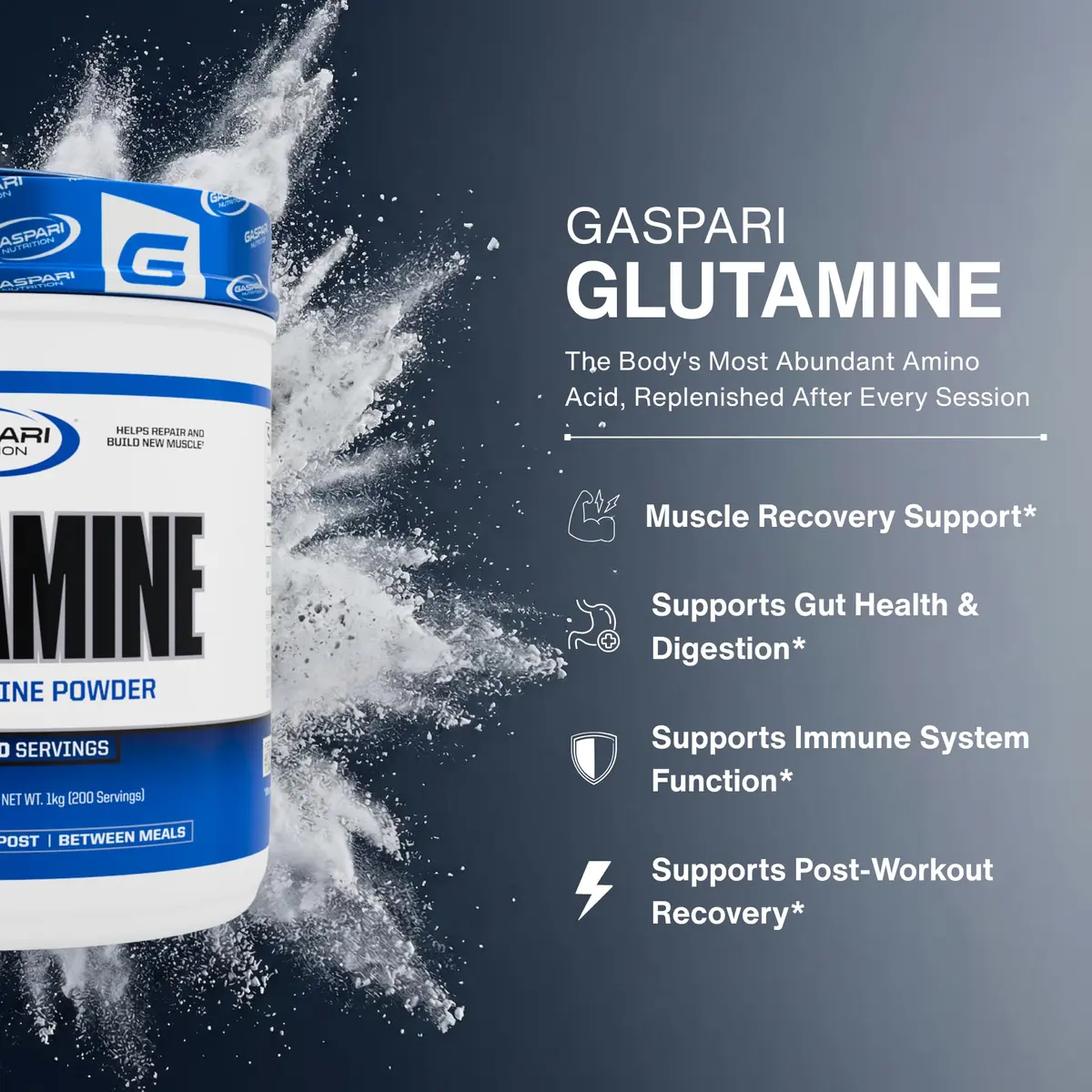 Gaspari Nutrition Glutamine Micronized Powder 10.58 Oz | Supports Muscle Recovery & Gut Health - view 3
