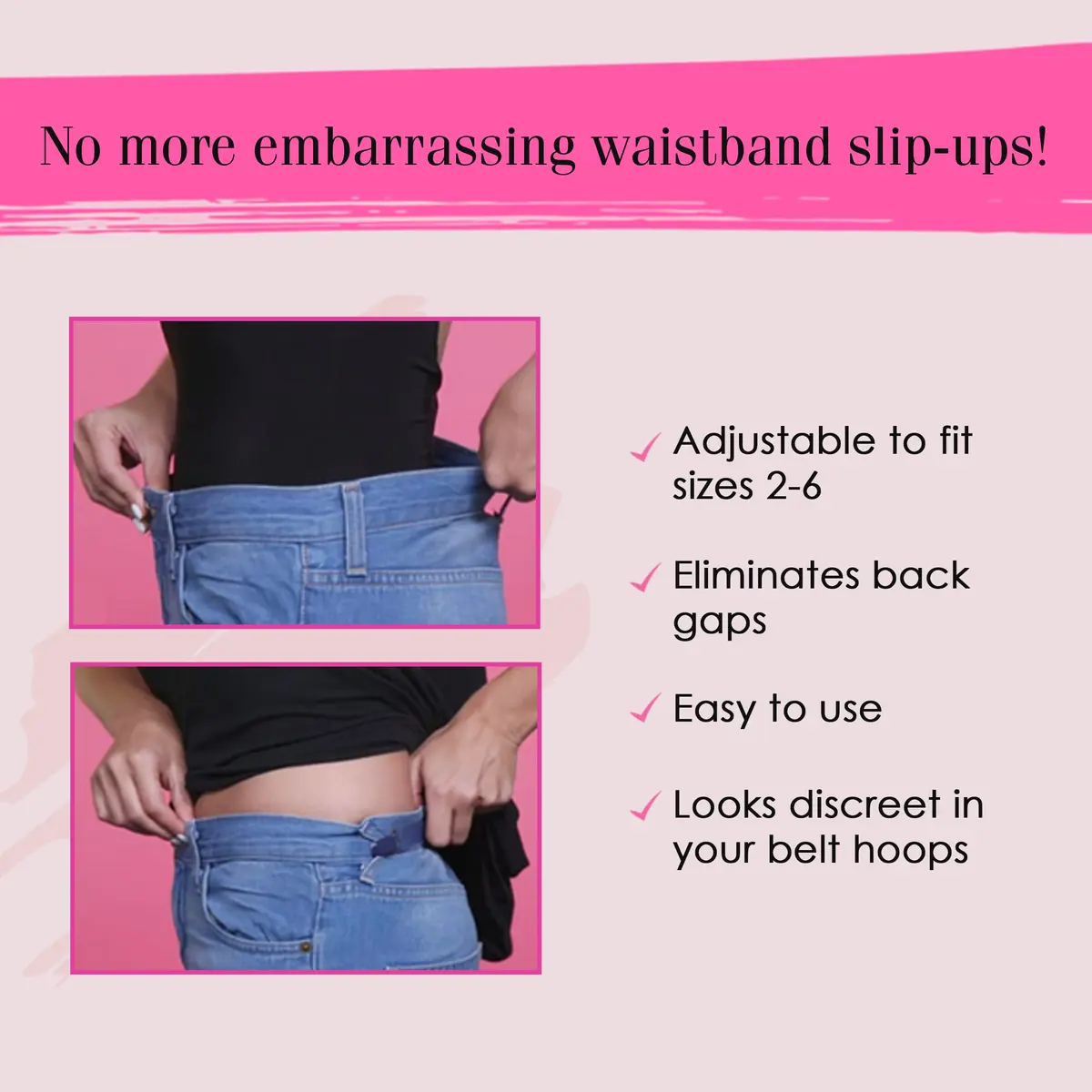 Hollywood Fashion Secrets Hip Huggers Elastic Belt Alternative Black | Seamless Fit & Slimming - view 4