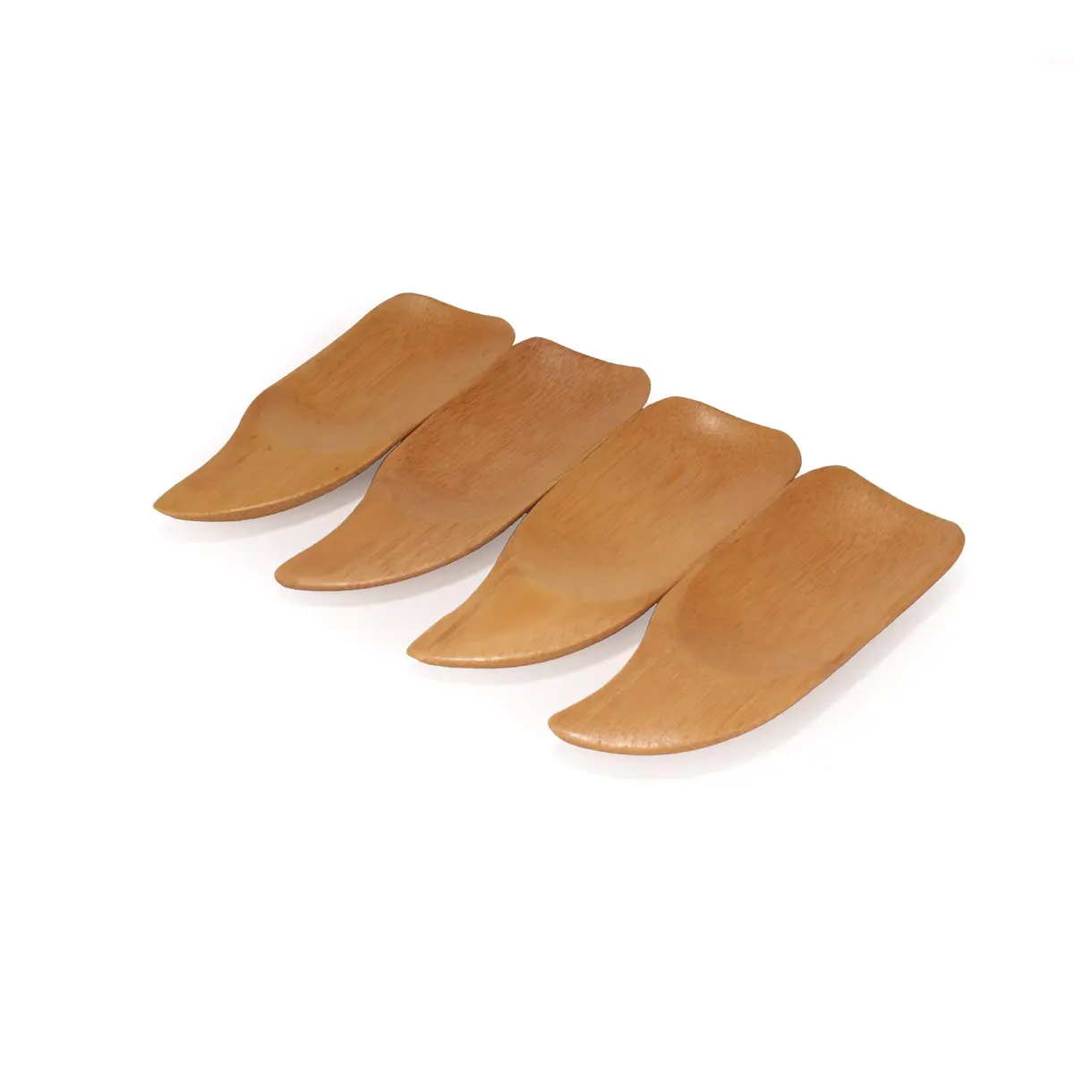 BambooMN 4" Small Solid Bamboo Curved Handle Scoop | Eco-Friendly Kitchen Utensil for Spices & Sauces - main product image