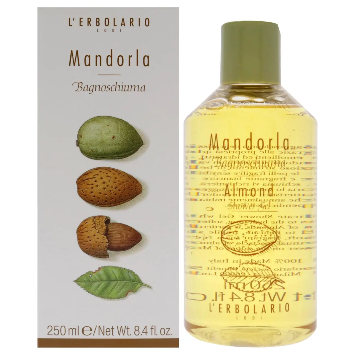 L'Erbolario Moisturizing Body Wash for Dry & Sensitive Skin 8.4 oz | Nourishing Almond & Amber - main product image