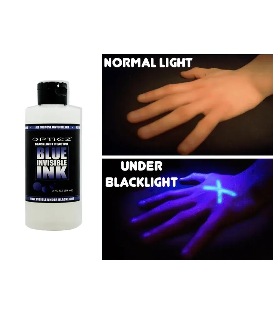 Opticz Invisible Blue UV Blacklight Reactive Ink 59ml (2 Fl Oz) | Glows Bright Blue Under Blacklight - main product image