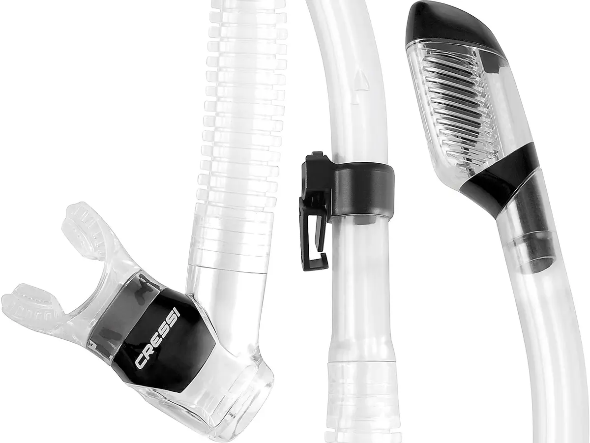 CRESSI Supernova Dry Snorkel Clear/Black | Wide Elliptical Bore for Easier Breathing - view 3