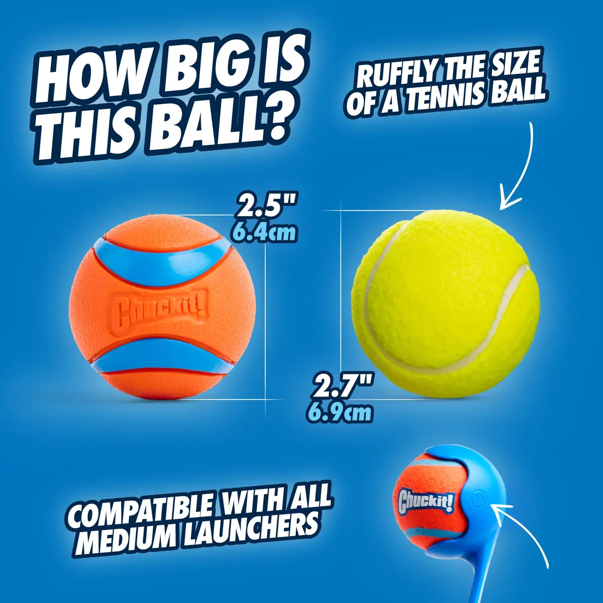 Chuckit! Ultra Ball Dog Toy Medium 2.5in (6.4cm) for Breeds 20-60lbs | High Bounce Fetch Ball - view 3