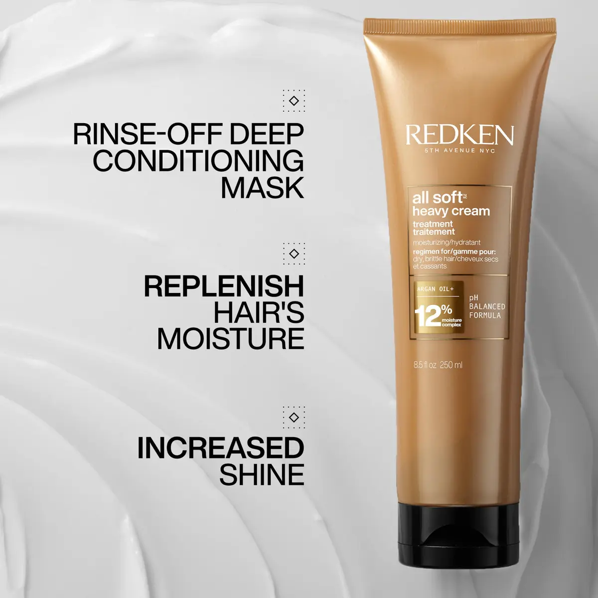 Redken All Soft Heavy Cream Mask Treatment 8.5 Fl Oz | Moisturizing Deep Conditioner for Dry Hair with Argan Oil - view 5