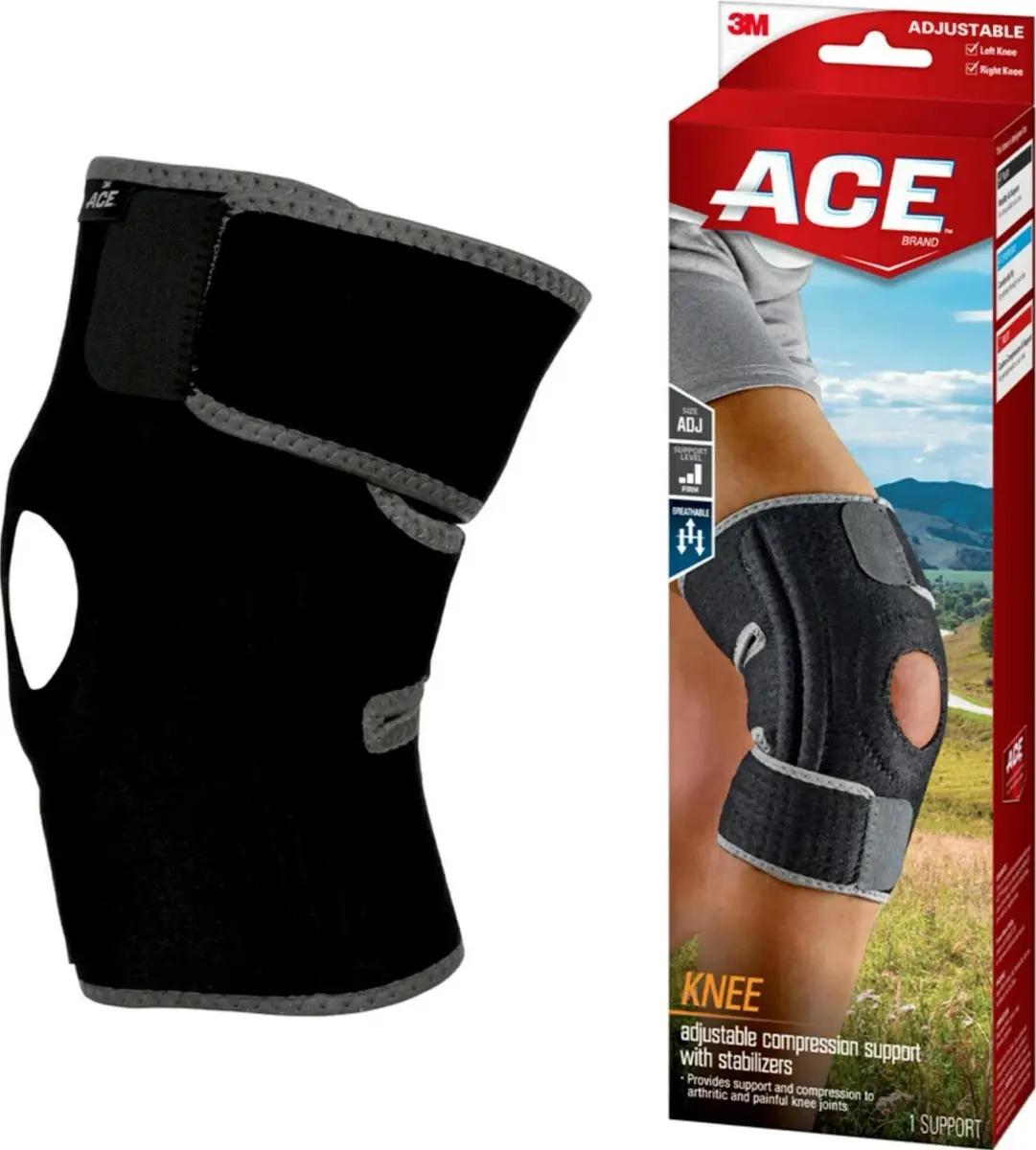 ACE Brand Adjustable Knee Brace with Side Stabilizers & Compression 1 Unit | FDA Approved Orthopedic Brace for Arthritis & Joint Pain - main product image