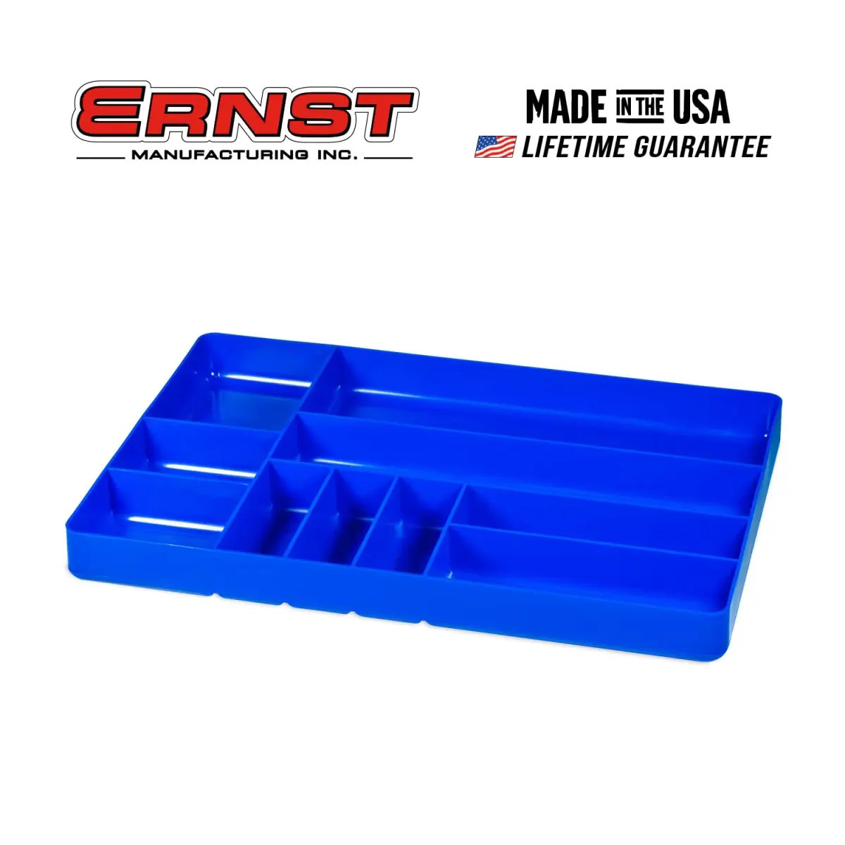 Ernst Manufacturing 10-Compartment Drawer Organizer Tray Blue | Heavy Duty Stackable Plastic for Garage Tools, Nuts, Bolts, Parts - view 8