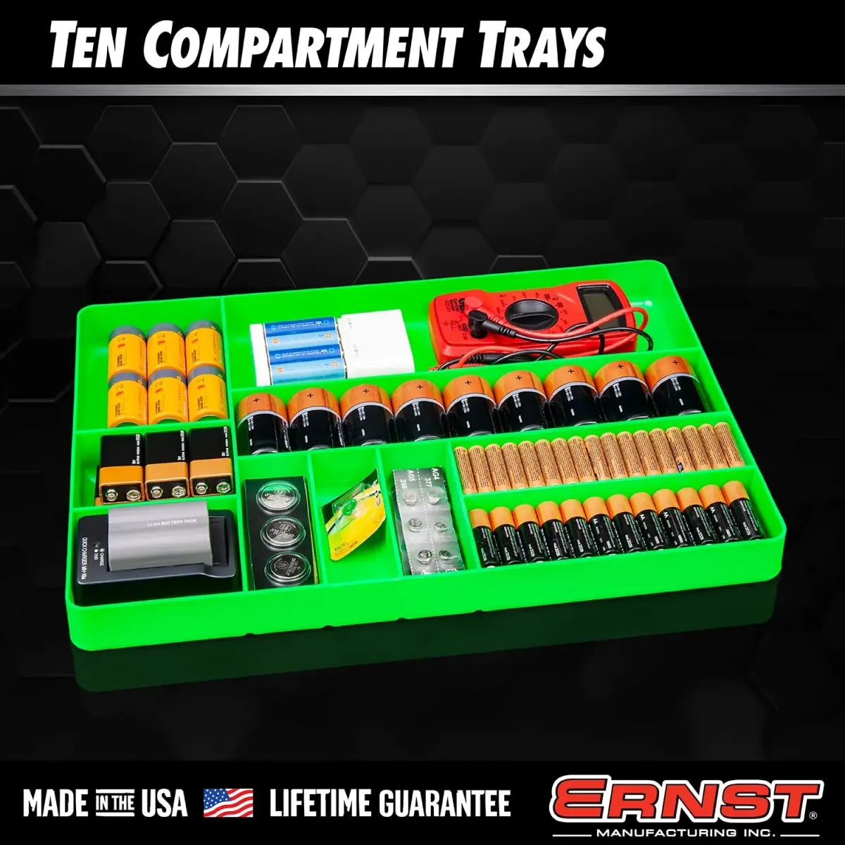 Ernst Manufacturing 10-Compartment Drawer Organizer Tray Blue | Heavy Duty Stackable Plastic for Garage Tools, Nuts, Bolts, Parts - view 4