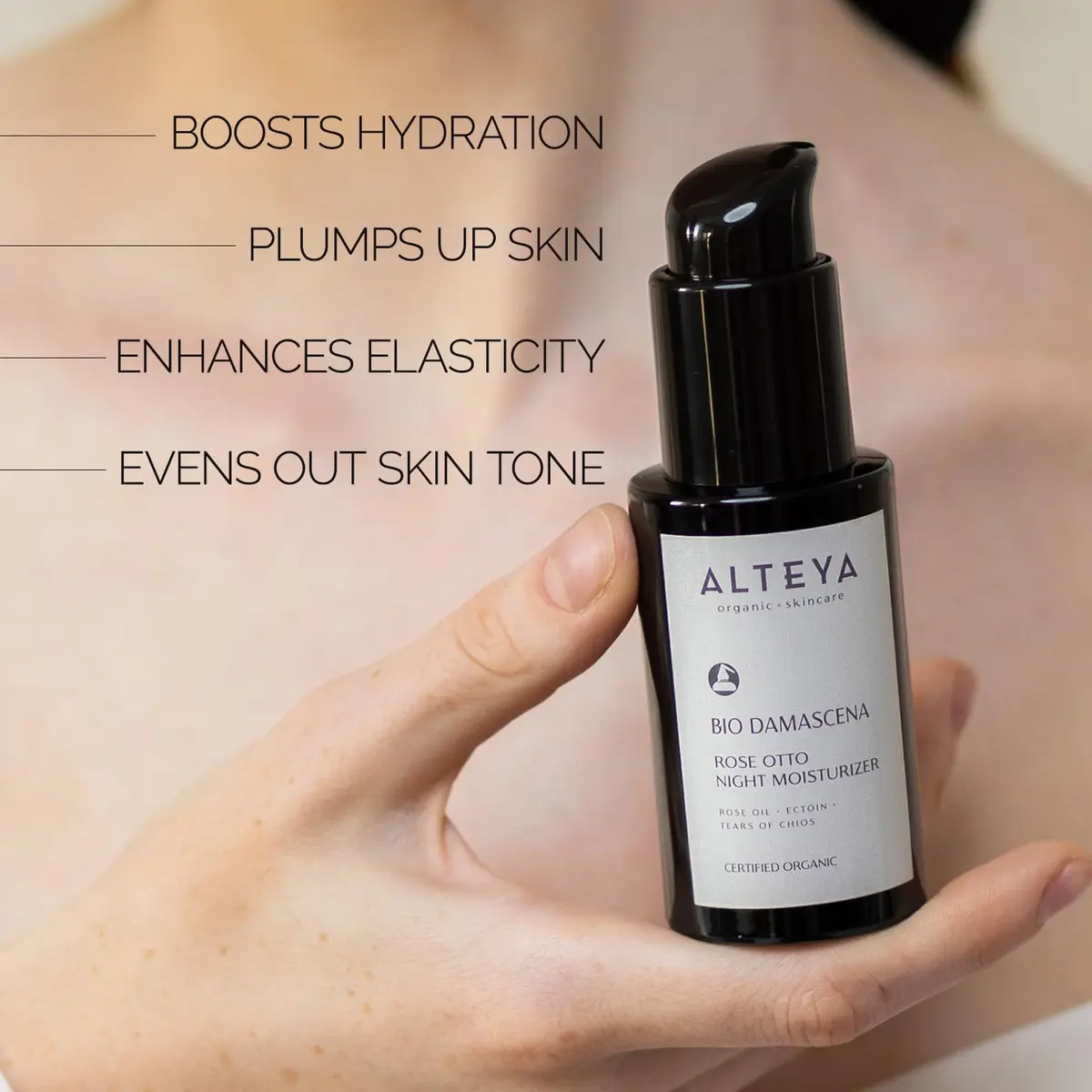 Alteya Organic Night Moisturizer 1.7 Fl Oz | Organic Bulgarian Rose Oil Night Cream for Skin Repair - view 5