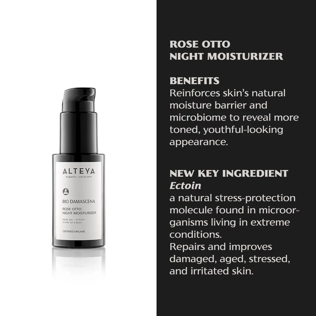 Alteya Organic Night Moisturizer 1.7 Fl Oz | Organic Bulgarian Rose Oil Night Cream for Skin Repair - view 3