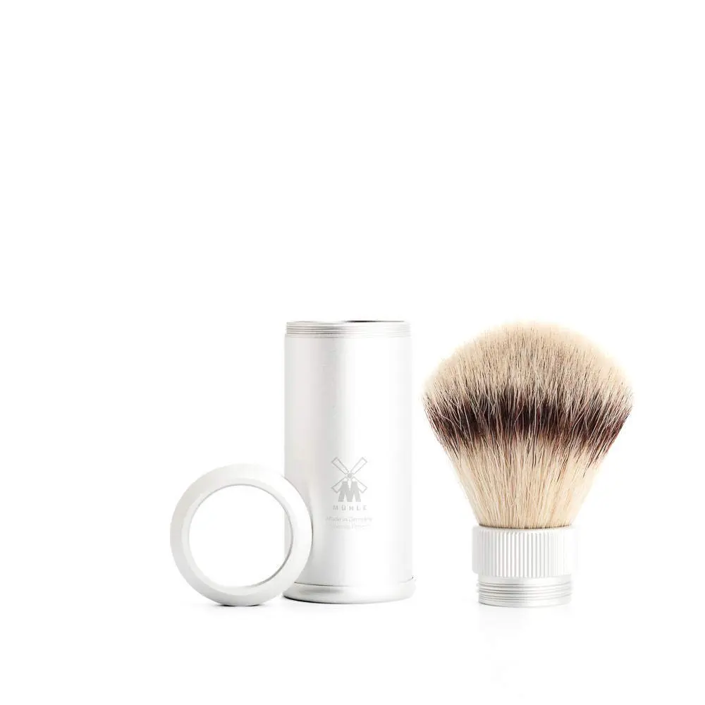 MÜHLE Travel Silver Shaving Brush for Men with Synthetic Silvertip Fibre | Compact, Vegan & Quick-Dry - view 2