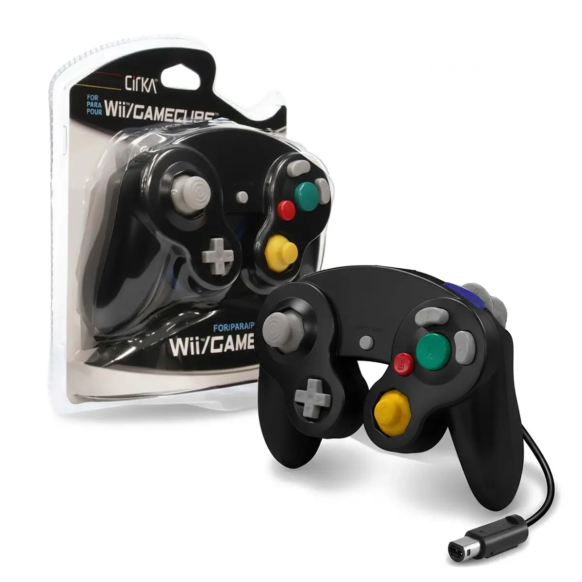 CirKa Wired Controller for Nintendo GameCube & Wii - Black | Dual Analog Joysticks & Vibration - main product image