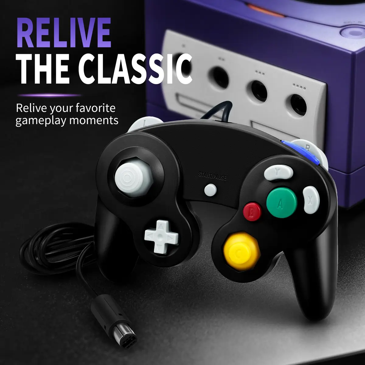 CirKa Wired Controller for Nintendo GameCube & Wii - Black | Dual Analog Joysticks & Vibration - view 5