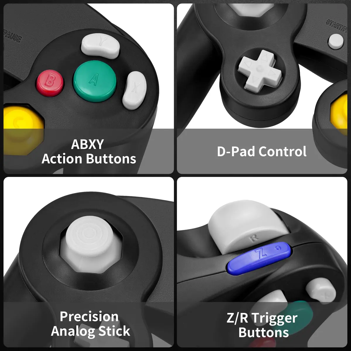 CirKa Wired Controller for Nintendo GameCube & Wii - Black | Dual Analog Joysticks & Vibration - view 3