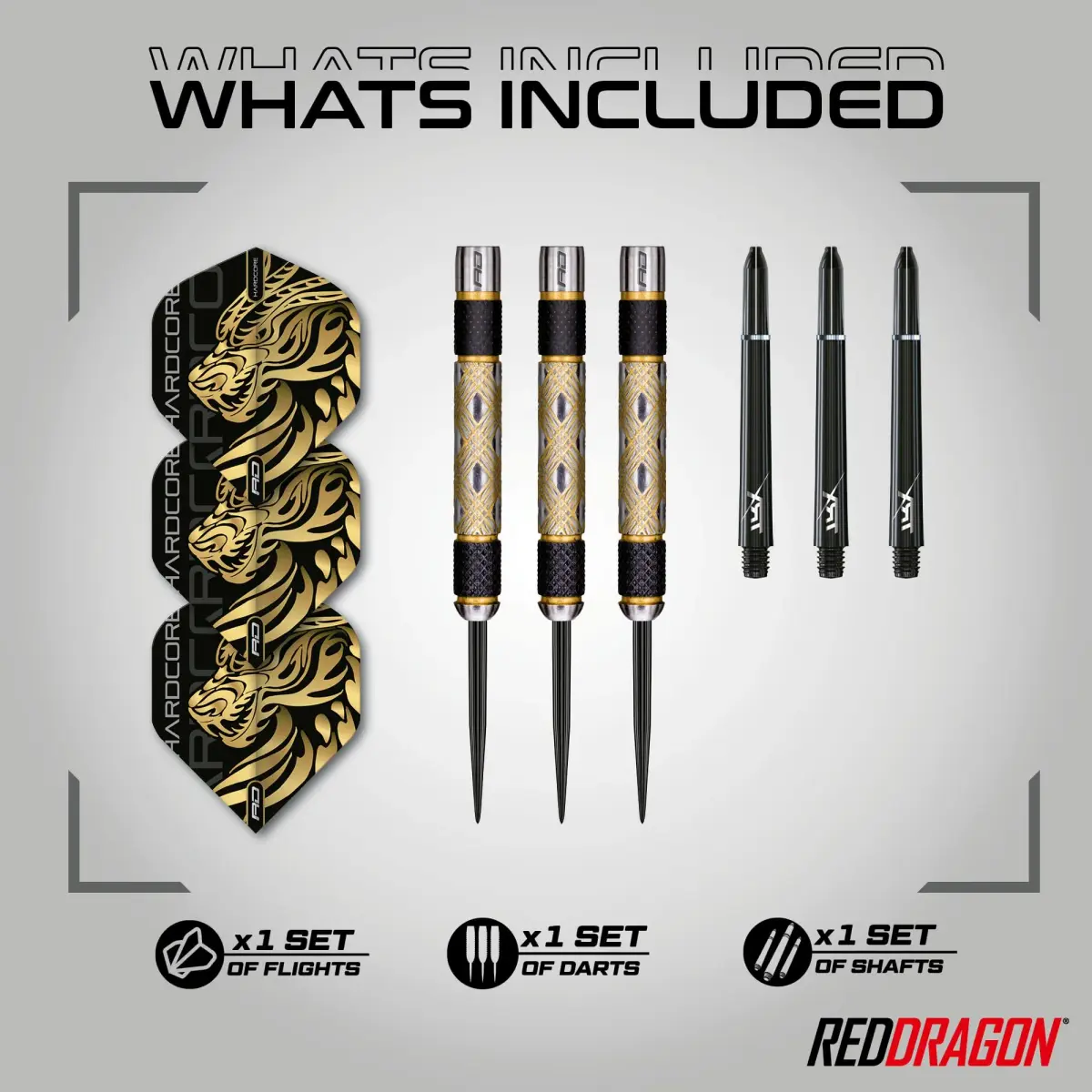 RED DRAGON Golden Eyes 24g Steel Tip Darts Set | 85% Tungsten - view 2