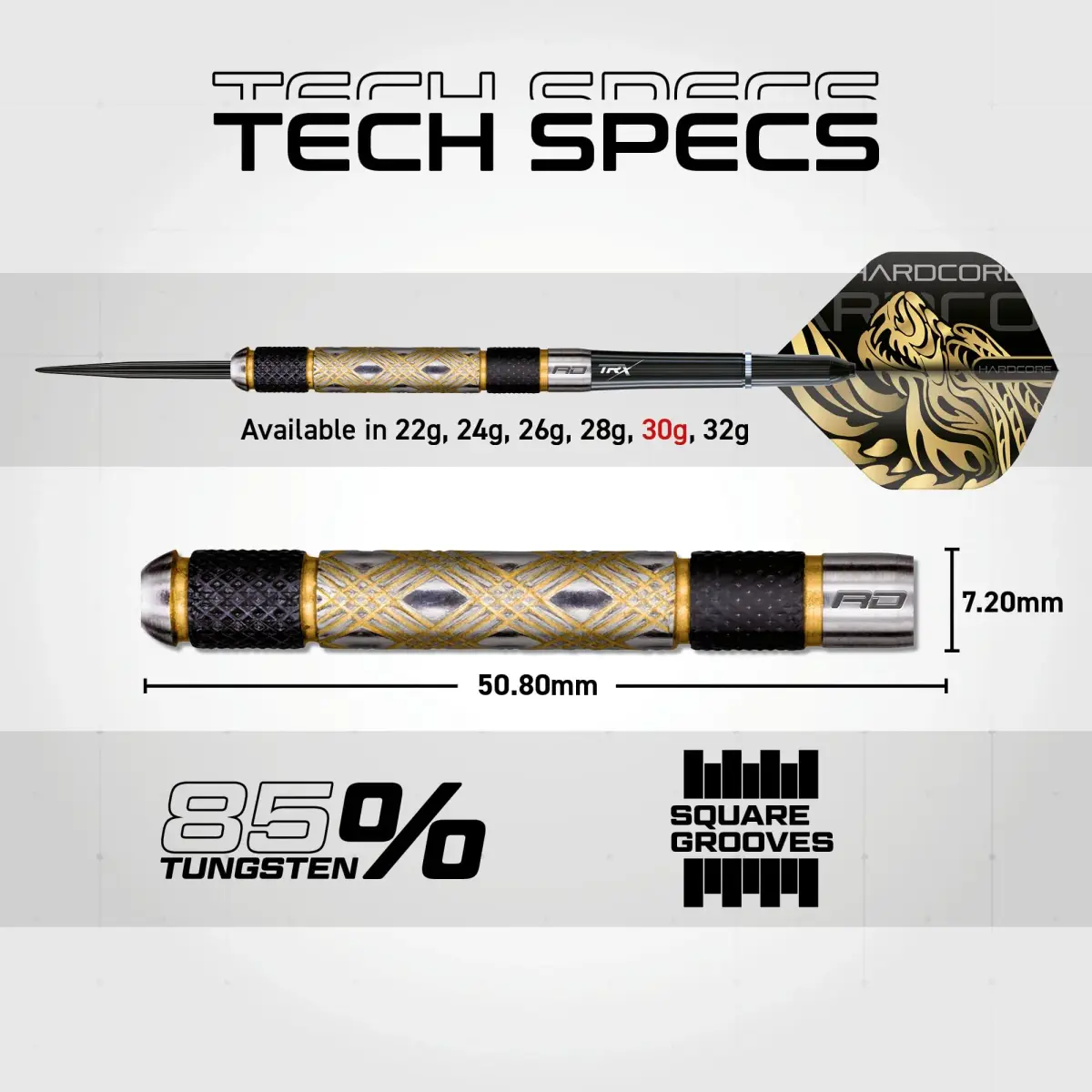 RED DRAGON Golden Eyes 30g Steel Tip Darts Set | 85% Tungsten - view 5