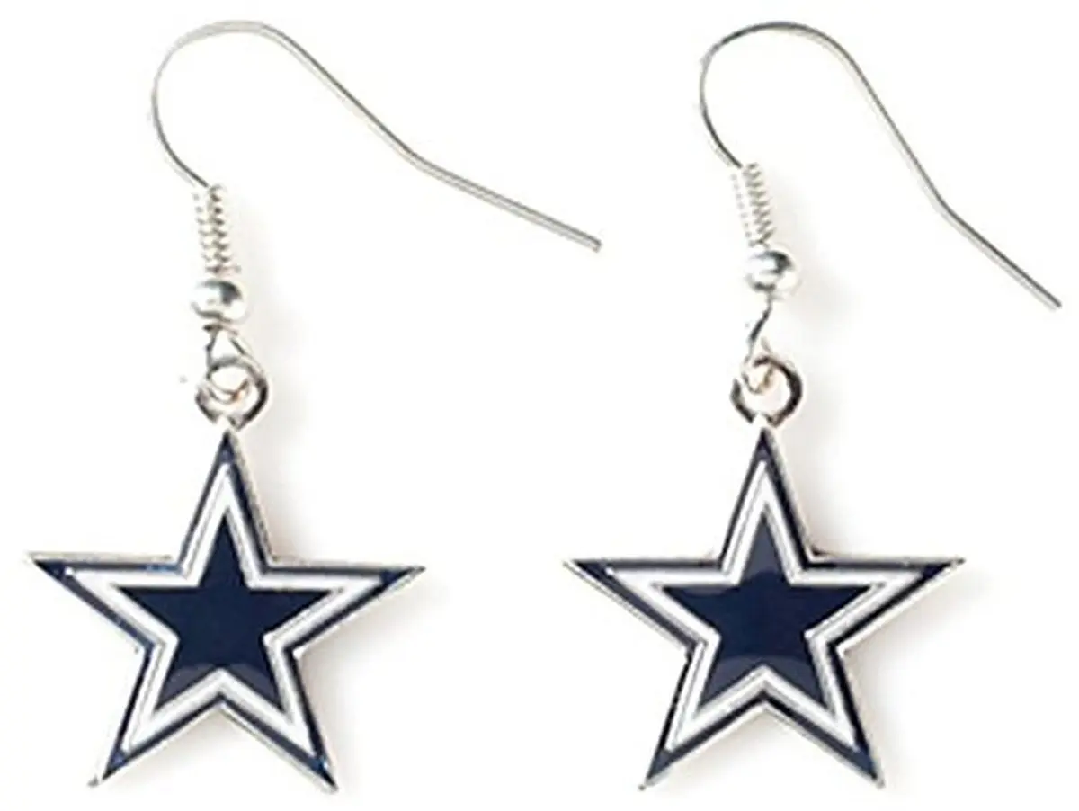 aminco NFL Dallas Cowboys Logo Dangler Earrings , Silver, Size 2.5 | Stylish Fan Spirit (110 characters) - main product image