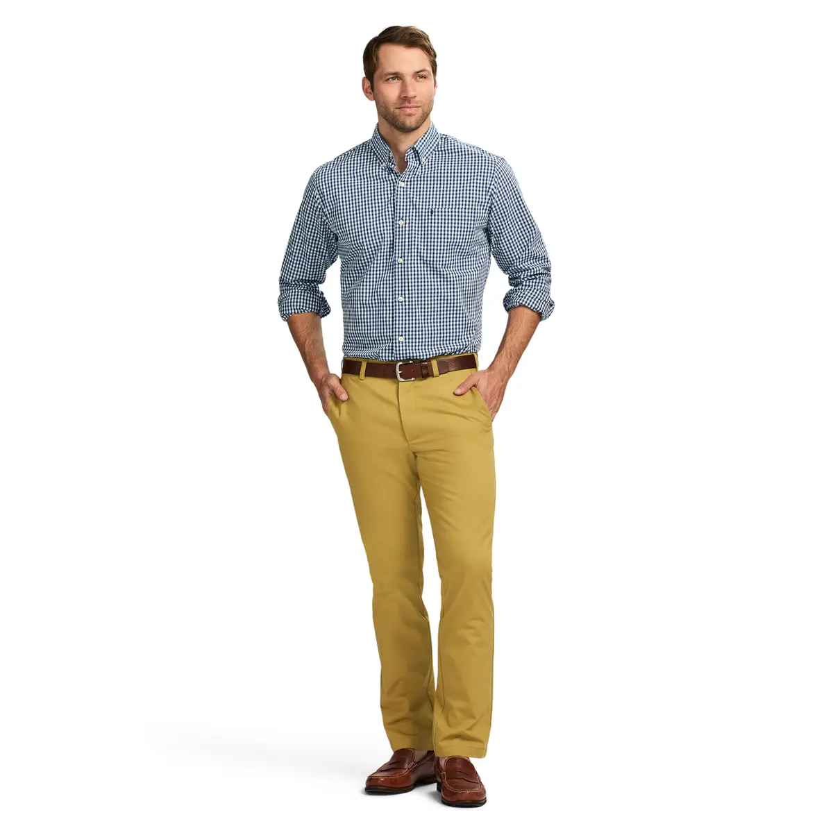 IZOD Men's American Chino Flat-Front Straight-Fit Pants, Khaki, 30W x 30L | Classic, Breathable Cotton - view 6