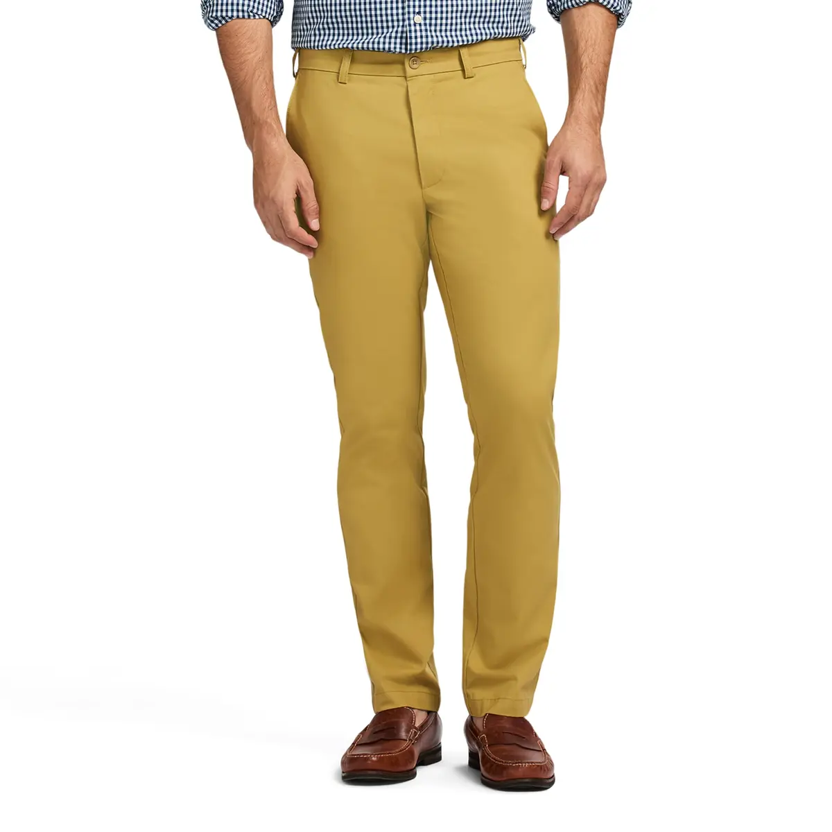 IZOD Men's American Chino Flat-Front Straight-Fit Pants, Khaki, 30W x 32L | Classic, breathable cotton chinos for men - main product image