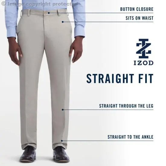 IZOD Men's American Chino Flat-Front Straight-Fit Pants, Khaki, 30W x 32L | Classic, breathable cotton chinos for men - view 8